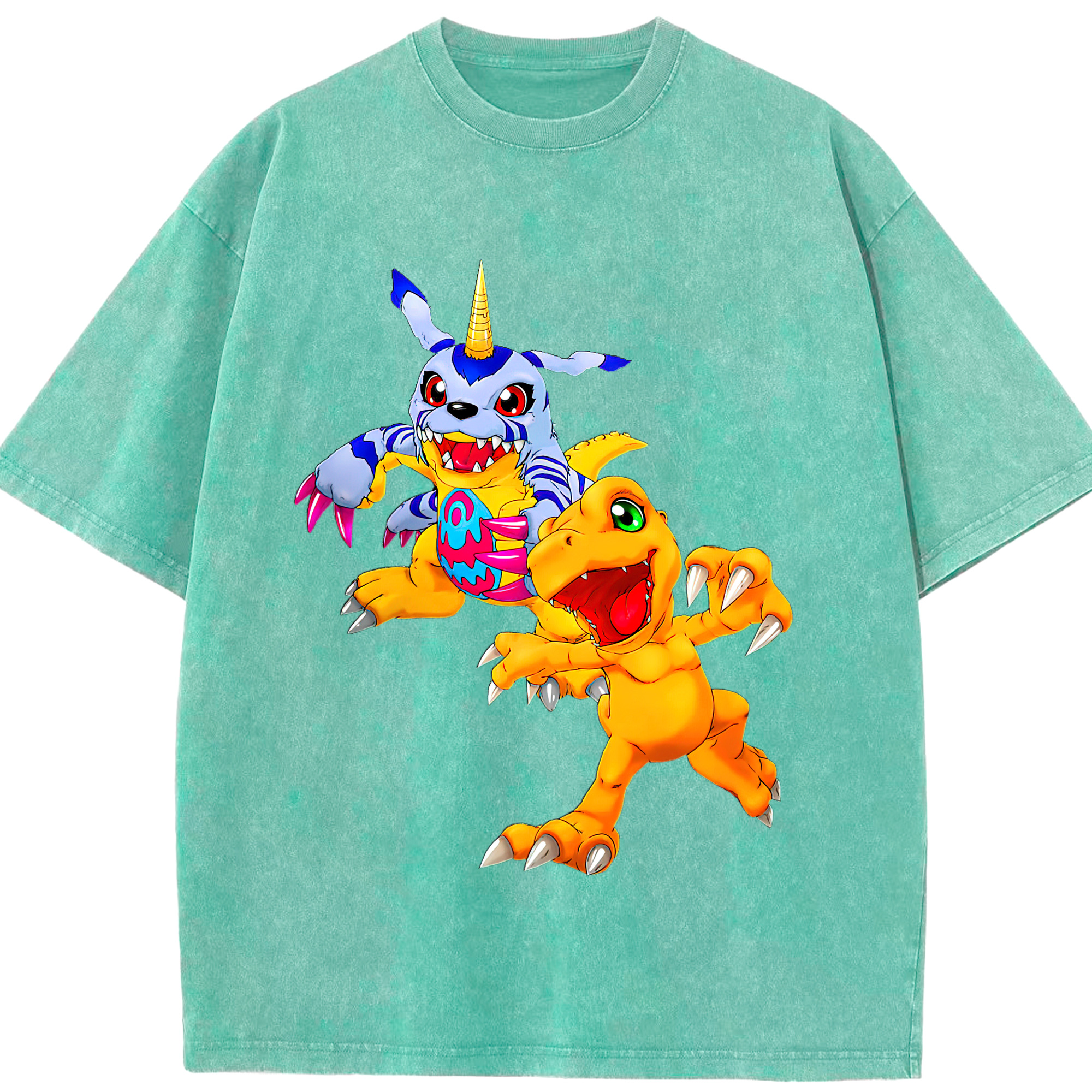 （画像用） Digimon デジタルモンスター/デジモン 綿100% ヴィンテージ風 半袖Tシャツ（フロントプリント）